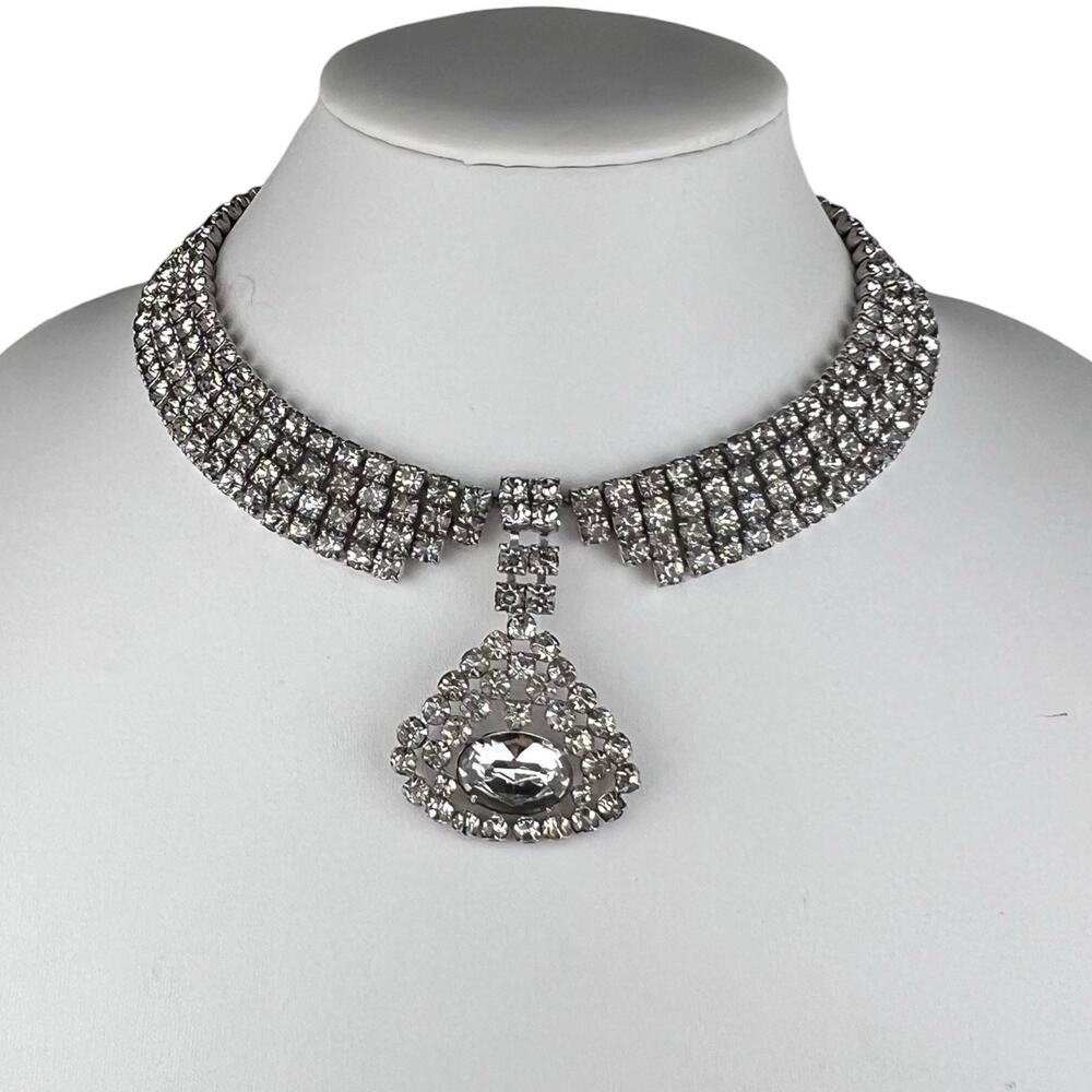 Garne Vintage Rhinestone Collar Statement Necklace 15.25"
